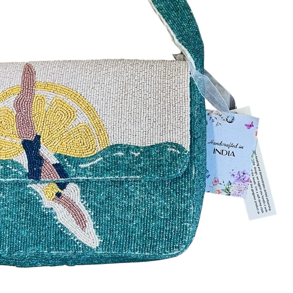 Handcrafted in India NWT Beaded Shoulder Bag Diver Swim Sun Viral TJ Maxx - Picture 4 of 14